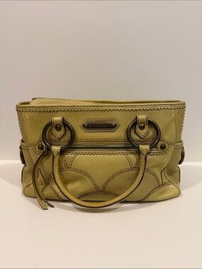 Isabella Fiore chartreuse leather satchel with ring hardware